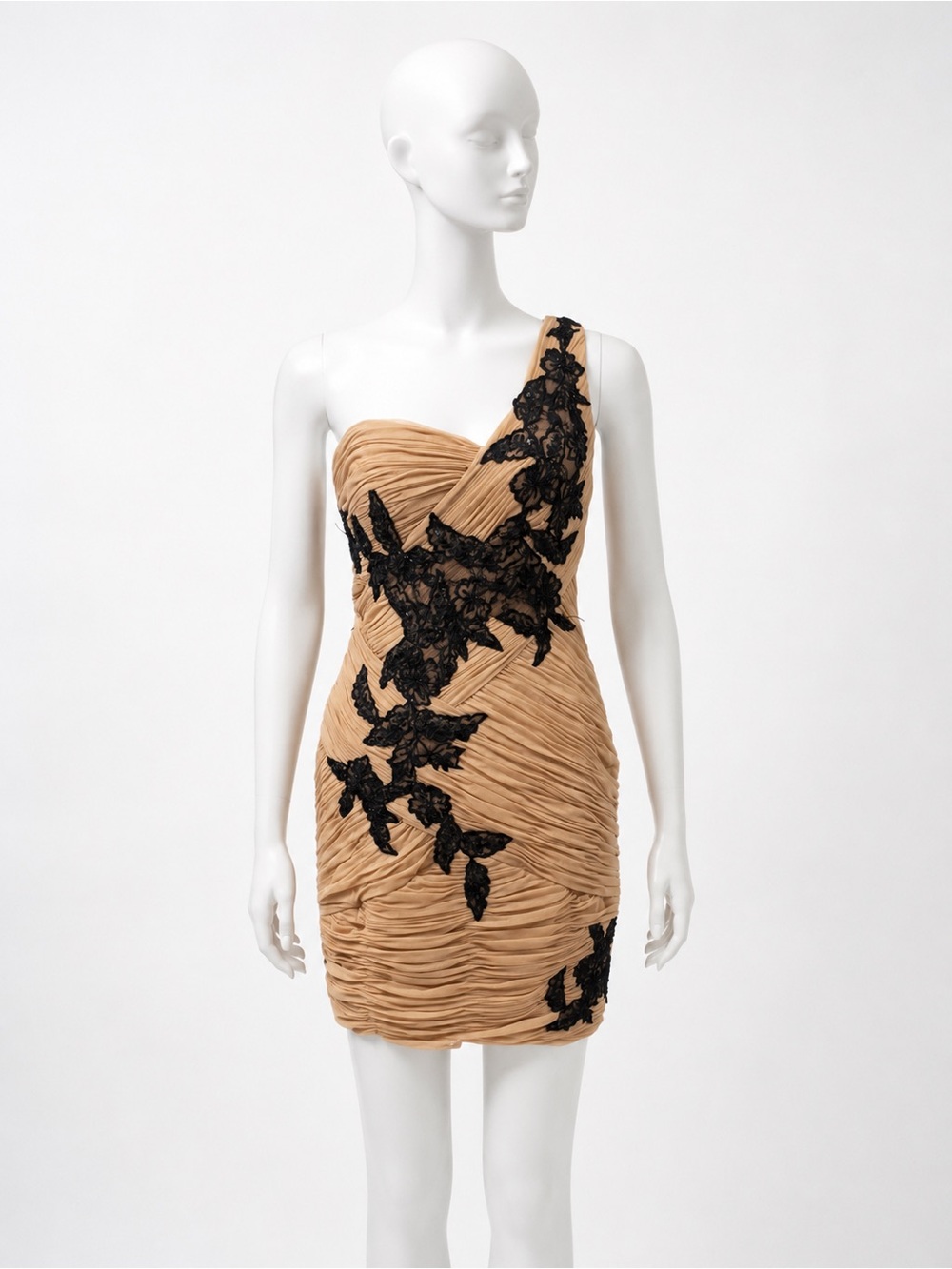 Sue Wong One-Shoulder Ruched Cocktail Dress